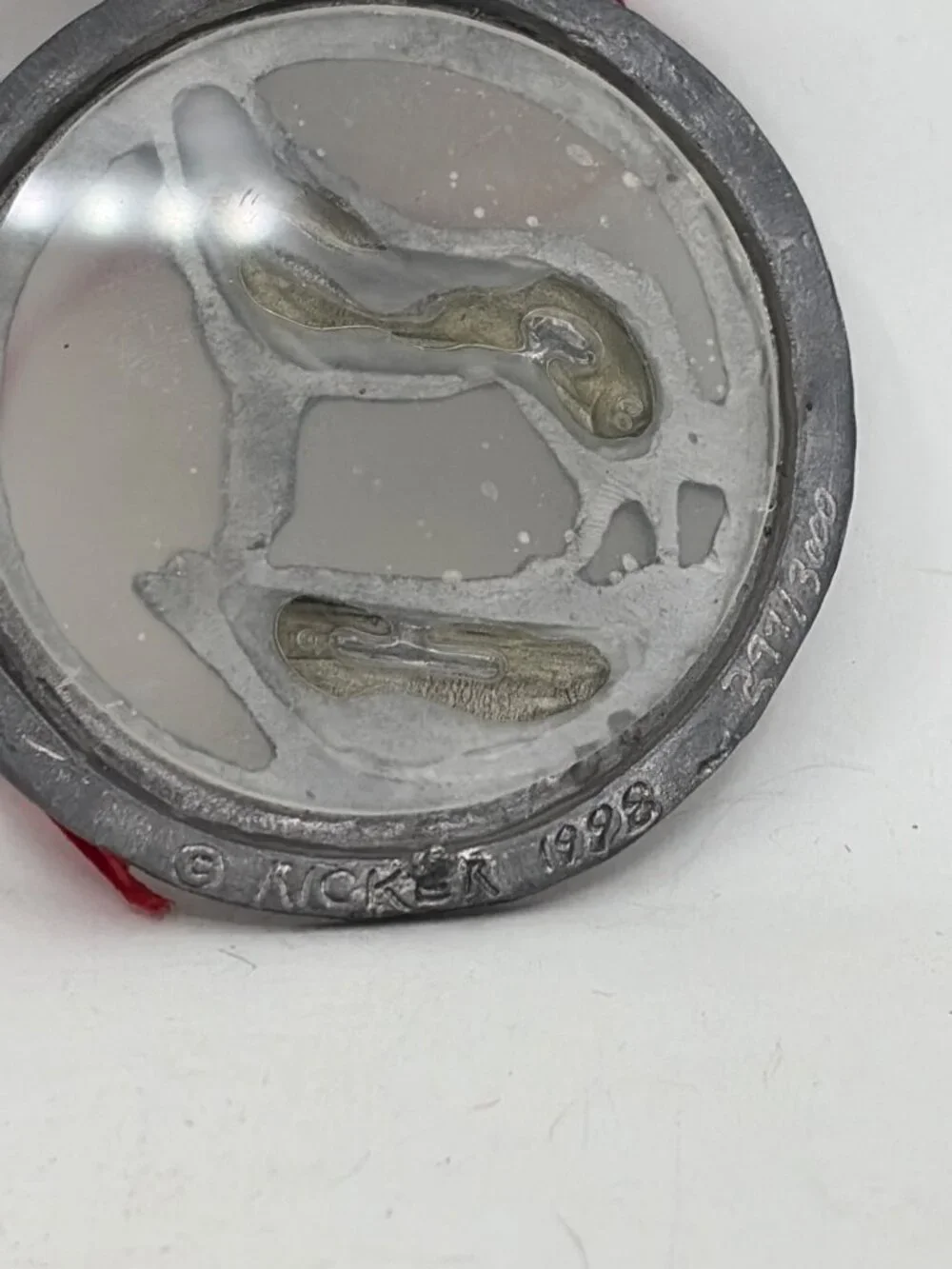 Vintage Ricker Pewter Wolf Howling Christmas Tree Ornament 1998 Holiday Decor